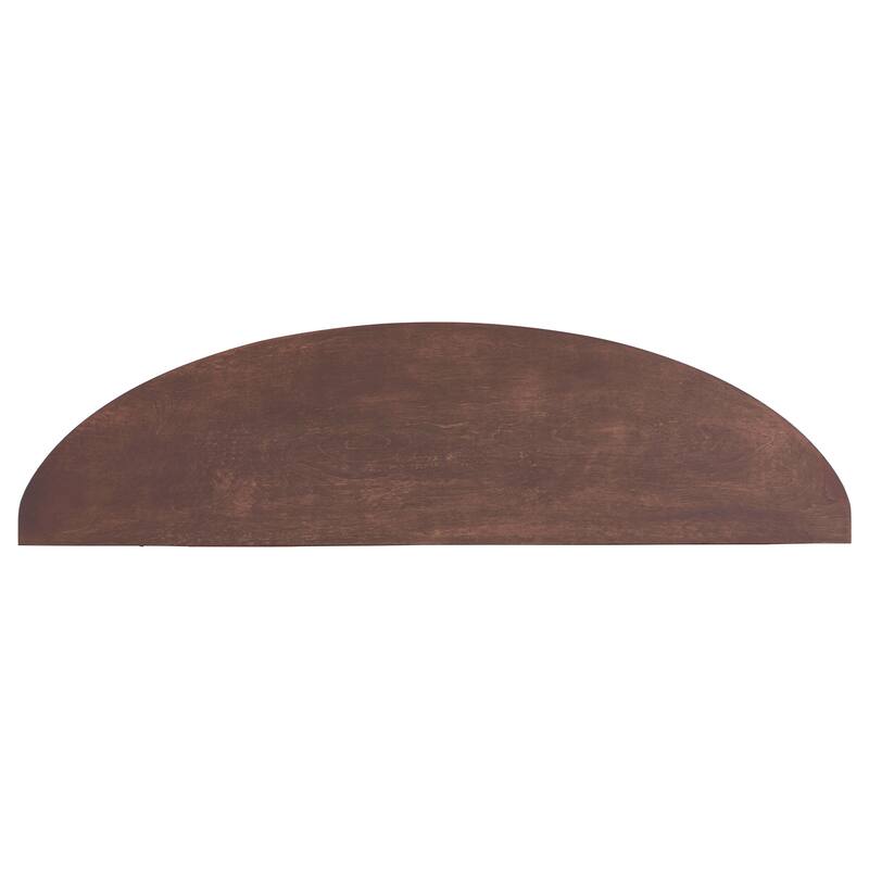 Half Moon Console Table with 3 Storage Drawers, Wood Sofa Table with Round Handles, Narrow Hallway Table with 1 Bottom Shelf