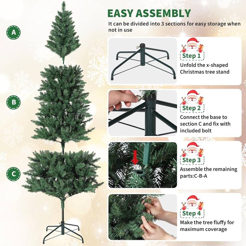 Slim Artificial Pre-Lit Holiday Christmas Trees for Office, Home, Holiday