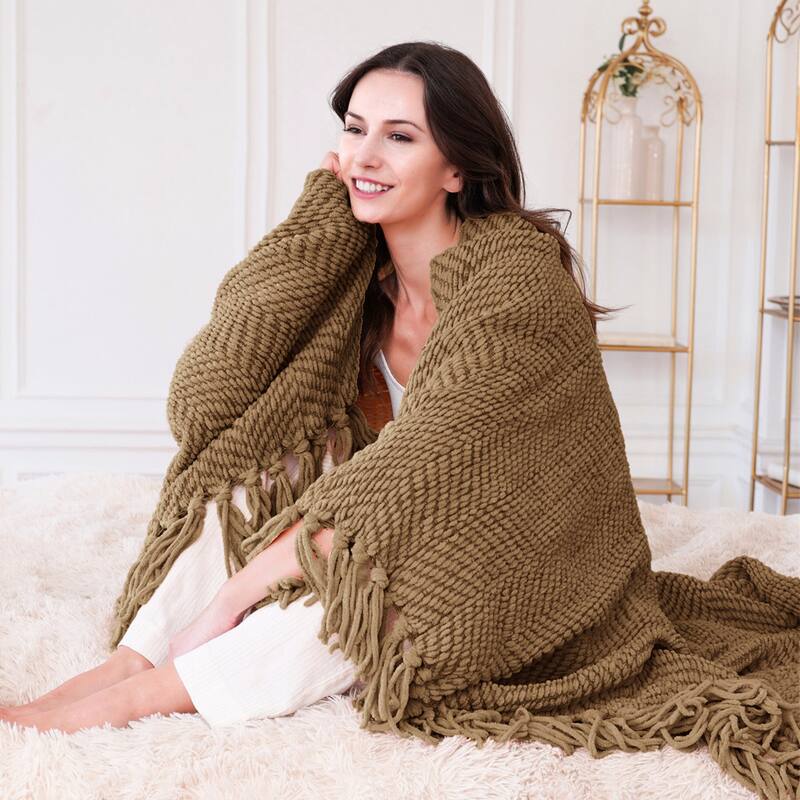 Knitted Tweed Couch Throw - Amphora - 50" x 60"