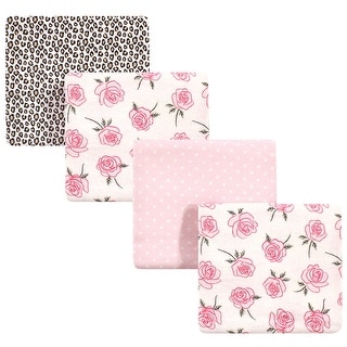 Little Treasure Baby Girl Cotton Flannel Receiving Blankets, Rose Leopard 4-Pack, One Size - Rose Leopard 4-Pack - One Size