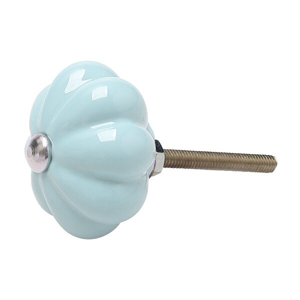 Ceramic Knobs Drawer Pumpkin Shape Pull Handle Furniture Door Cabinet Cupboard Wardrobe Dresser Replacement Blue - 1pcs