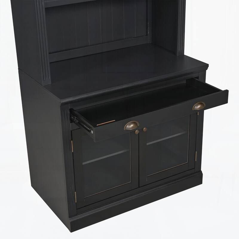 Modern Bookcase with 2 Glass Doors and 1 Drawer
