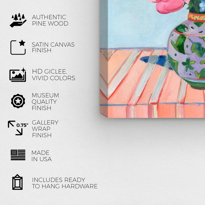 Wynwood Studio Canvas Floral and Botanical All in bloom Blue and Light Blue Traditional Wall Art Canvas Print