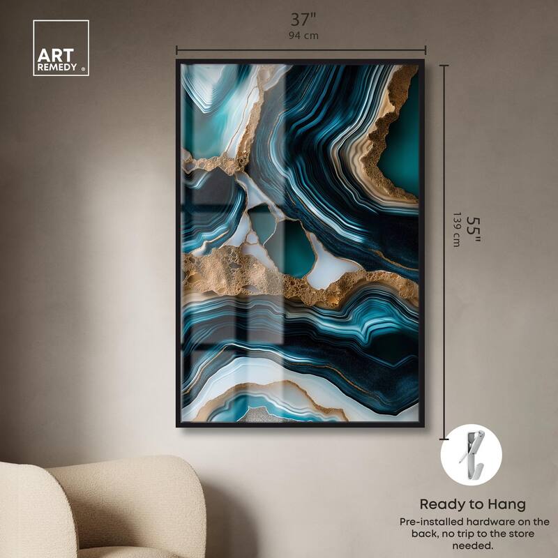 Teal Tectonic II Shadowbox by Art Remedy