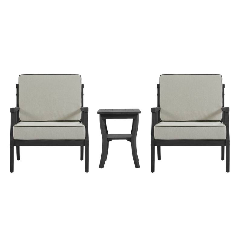 Wood Patio Bistro Set with Water-Resistant Cushions(Set of 3)