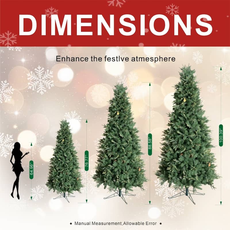 6.5/7.5/8.5FT Slim Green Artificial Christmas Tree with Metal Stand