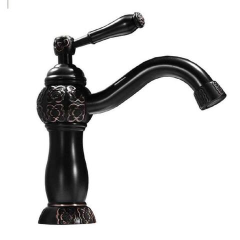 SimplyCopper Clayborne 9" Oil Rubbed Bronze Bathroom Faucet with Copper Design - 9" x 6" x 5.25"