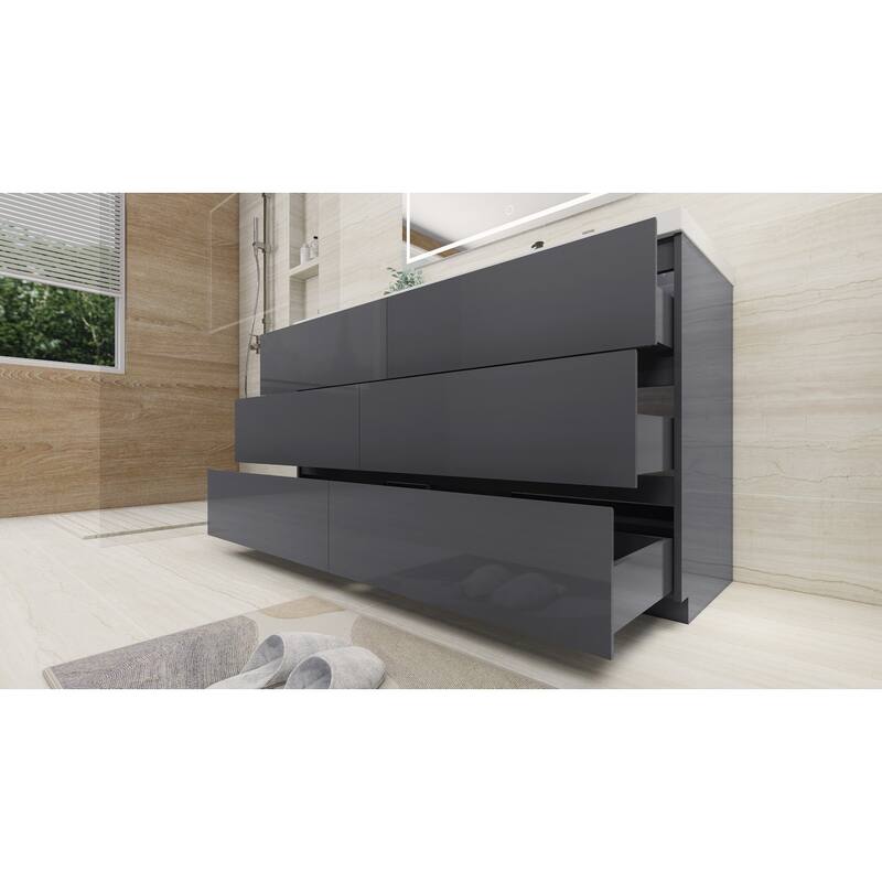 Aron 60'' Freestanding Vanity with Right Single Sink