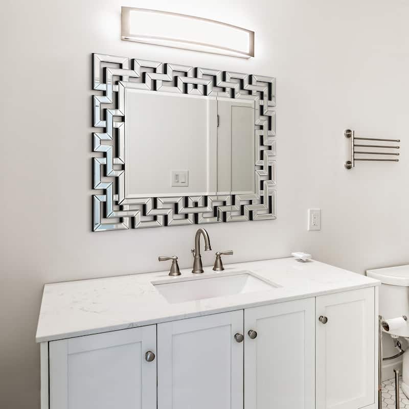 Elegant Geometric Border Beveled Decorative Wall Mirror - Clear - 31 x 40