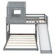 preview thumbnail 46 of 47, Playhouse-inspired Style Twin over Full Wooden Bunk Bed,Loft Bed with Playhouse,Farmhouse, Ladder, Slide and Guardrails
