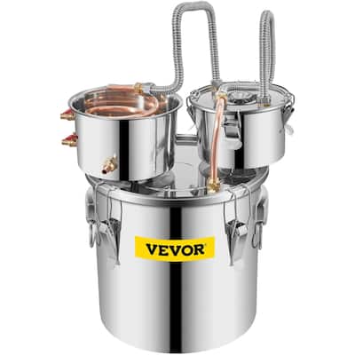 Alcohol Still 5 Gal 19L Water Alcohol Distiller Copper Tube With Circulating Pump Home Brewing Kit Build-in Thermometer , 3 Pots