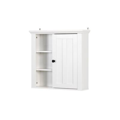 Farmhouse White MDF Bathroom Wall Cabinet