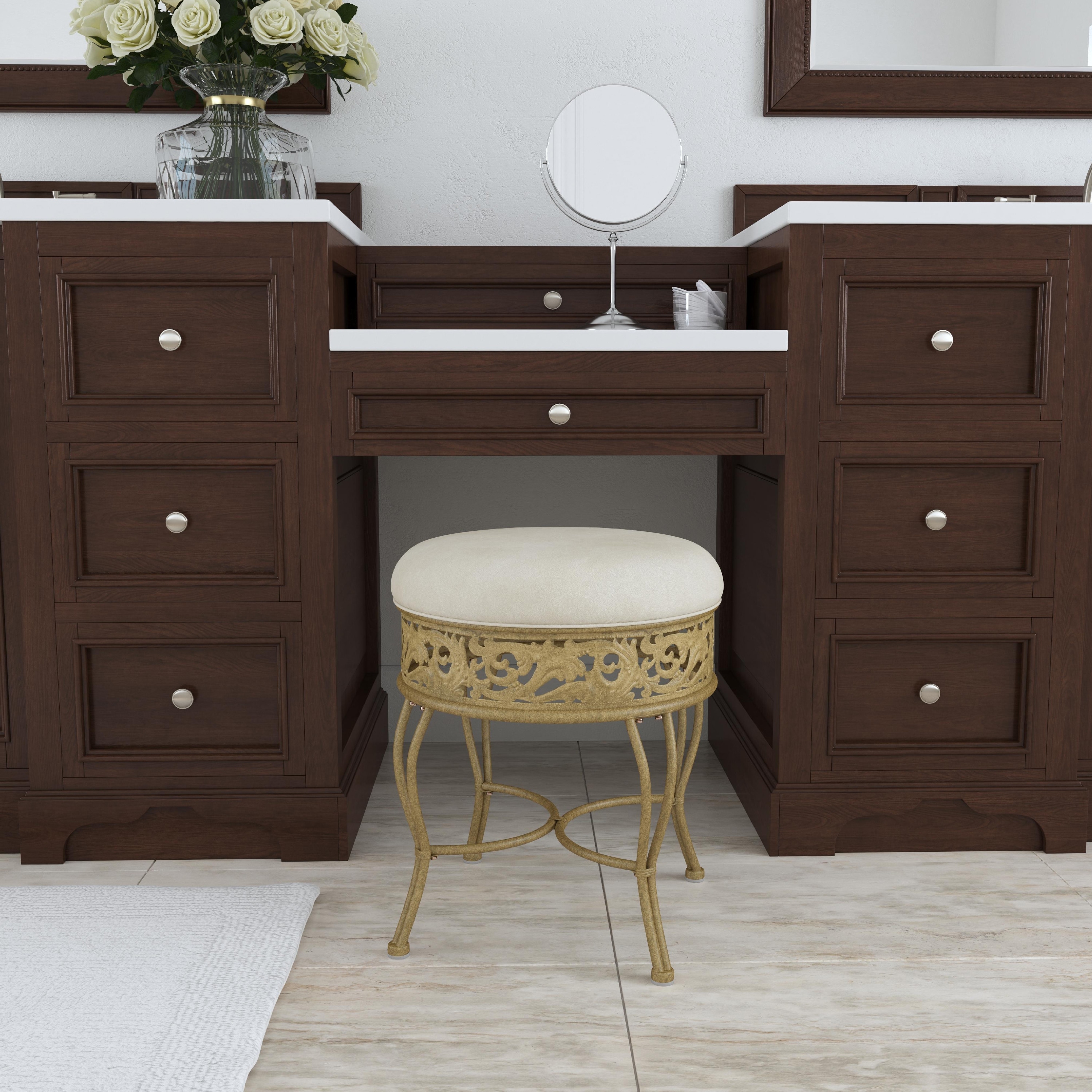 Beige sales vanity stool