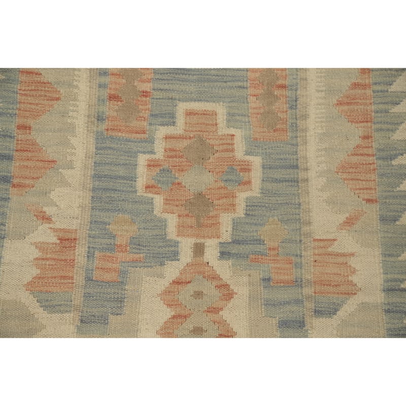 Hand Woven Oriental 100% Wool Carpet Southwestern Tribal Multi-Colored Kilim Runner Rug - 9' 7'' X 2' 9''