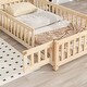preview thumbnail 4 of 27, Twin Size Pine Wood House-Shaped Headboard Floor Bed with Fence for Kids, Boys and Girls