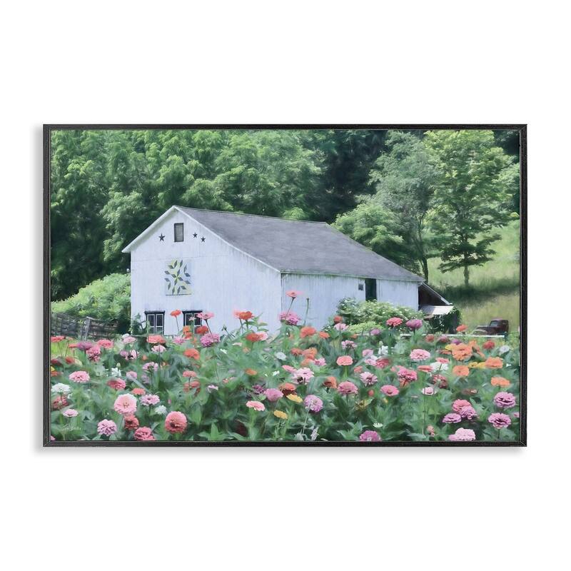 Stupell Countryside House in Garden Framed Giclee Art Design By Lori Deiter - 24 x 16 - Black