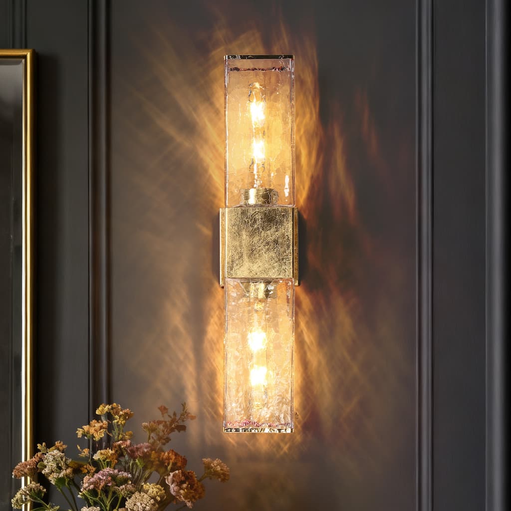 Luxmira Modern Luxury Glam Gold Large Bathroom Sconce with Art Glass for Hallway