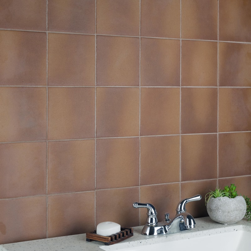 Merola Tile Quarry Flame Brown 5-7/8" x 5-7/8" Ceramic Floor and Wall Tile