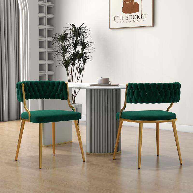 2PACK Upholstered Dining Chairs with Woven Back