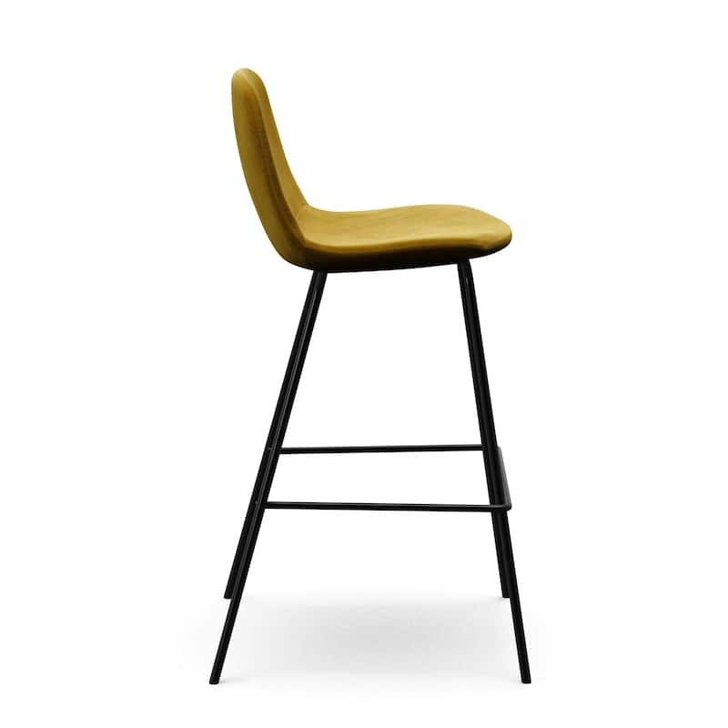Maxine Velvet Counter Height Stools Black Legs (Set of 2)