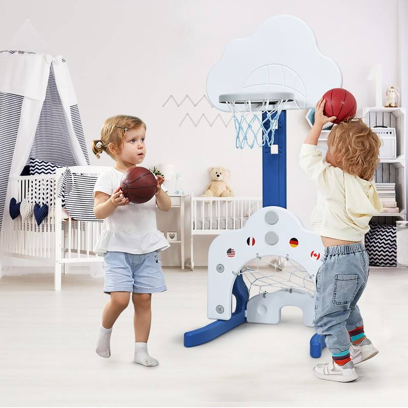 Kids 3-in-1 Basketball Hoop Toddler Sports Activity Center