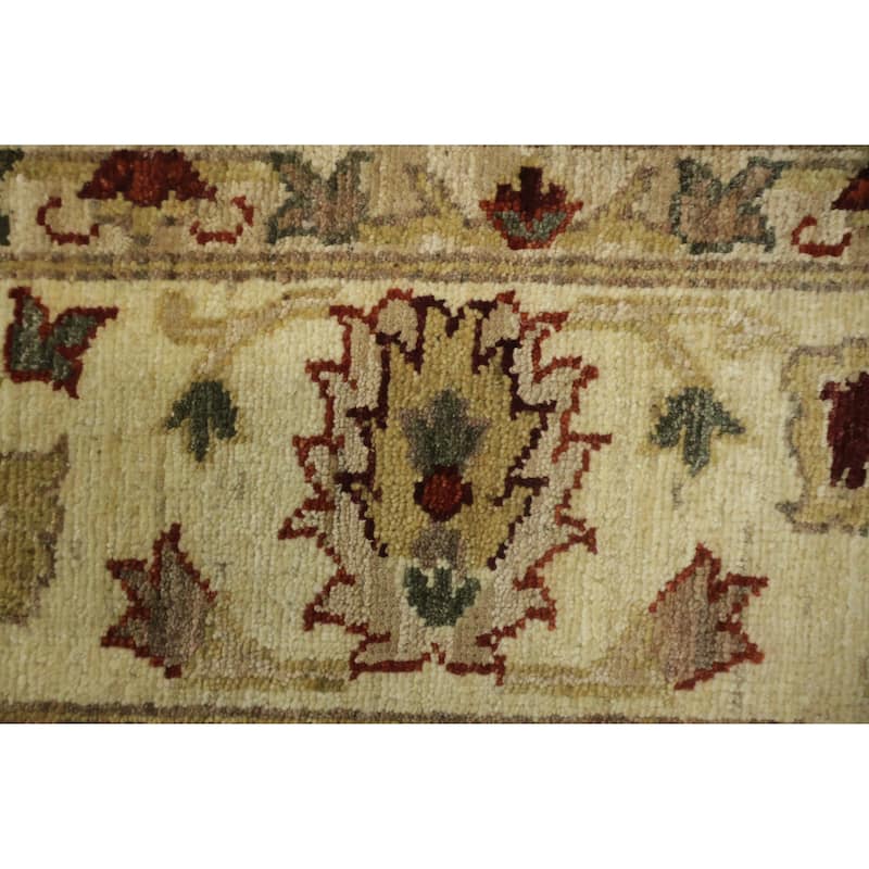 Hand Knotted Oriental 100% Wool Carpet Traditional All-Over Red Peshawar Area Rug - 9' 1'' X 6' 0''