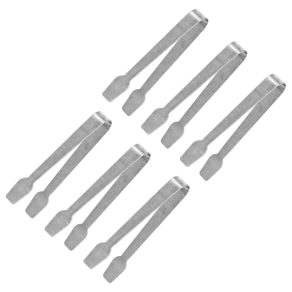 Serving Tongs, 6pcs 6 Inch Stainless Steel Ice Tongs, Mini Sugar Tongs - Silver