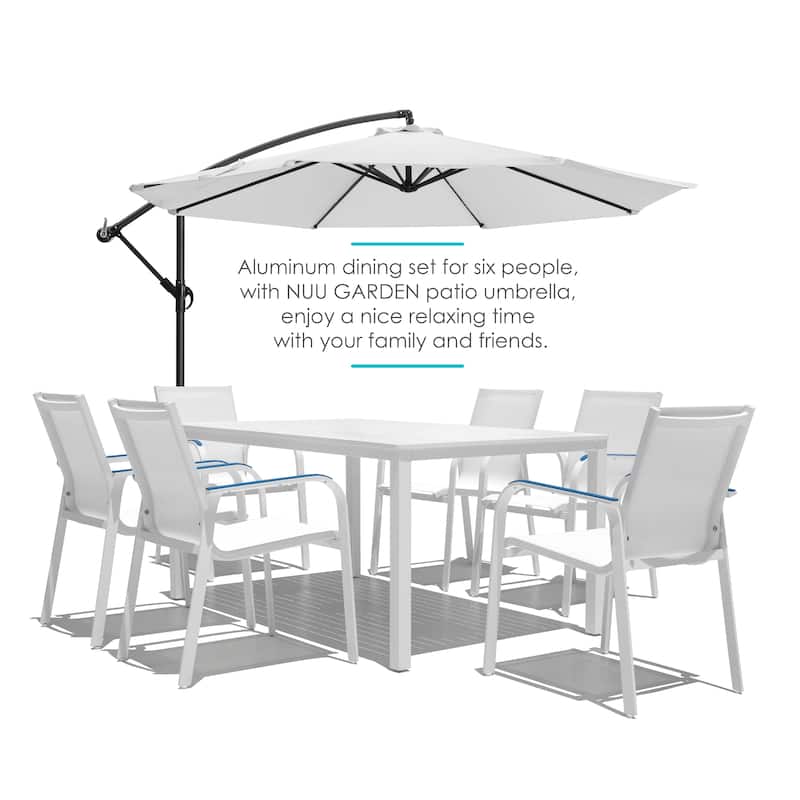 NUU Garden 7 Piece Aluminum Outdoor Stackable Chairs Set