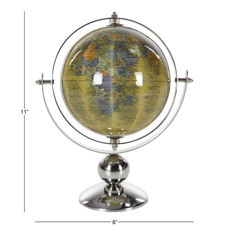 Silver Stainless Steel Metal Globe - 11x6