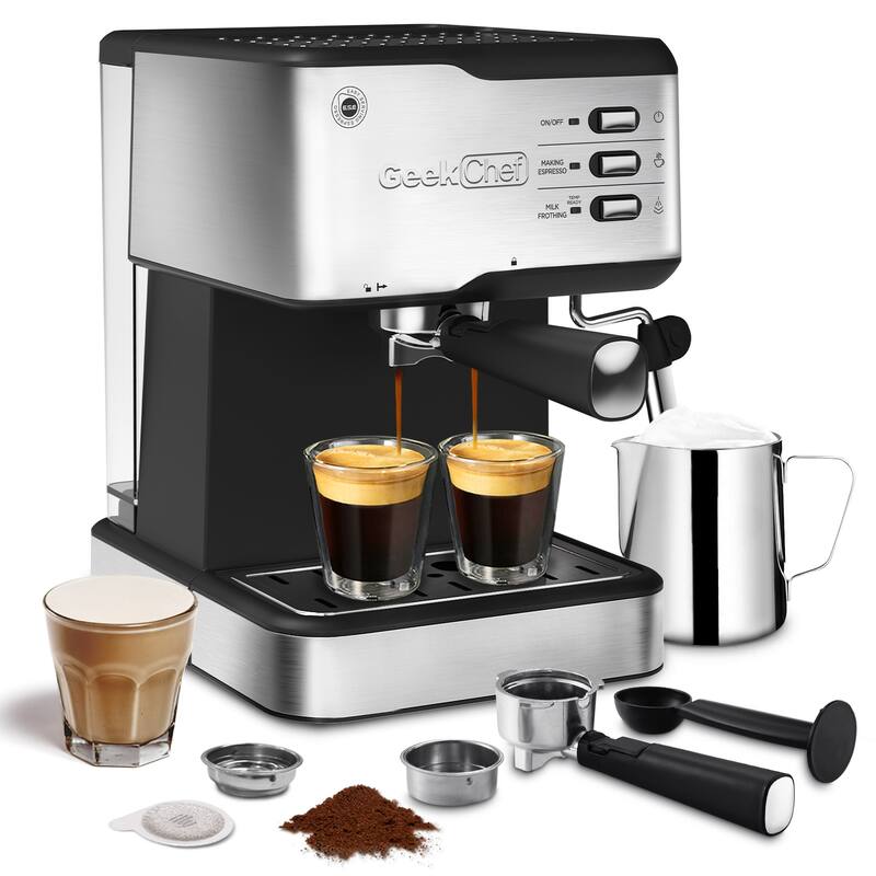 Durable Espresso Machine 20 Bar Pump Coffee Machine Compatible with pressure gauge&Milk Frother
