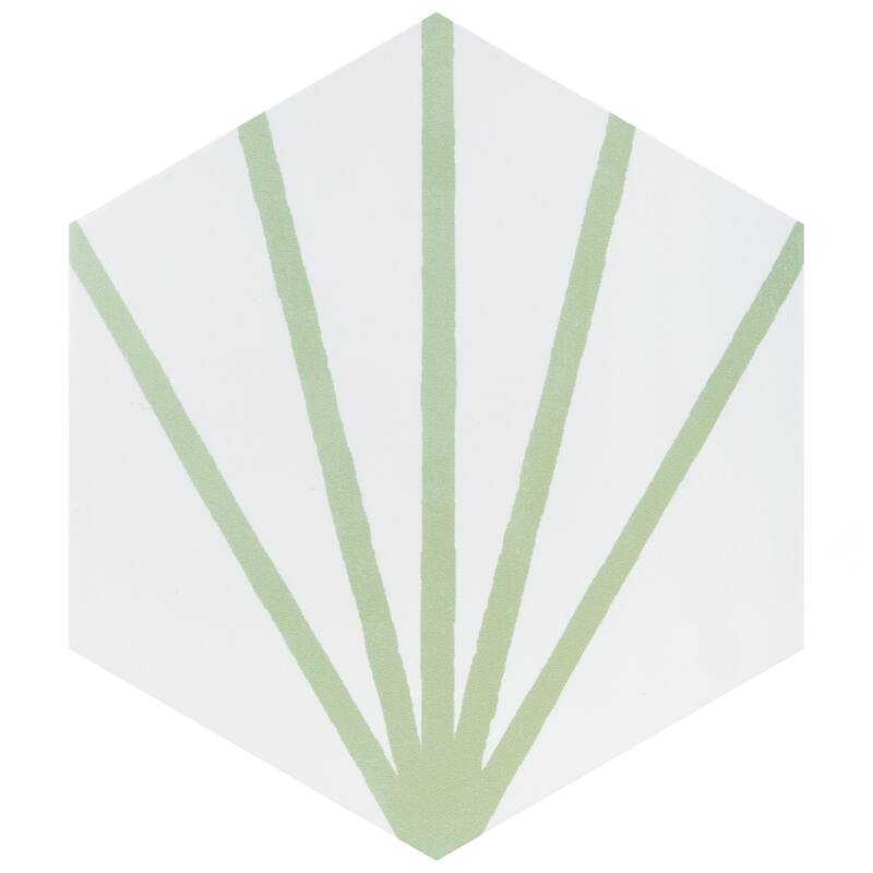 Merola Tile Horizon Dawn Hex Verde 7-3/4" x 9" Porcelain Floor and Wall Tile - Case (24 Tiles)