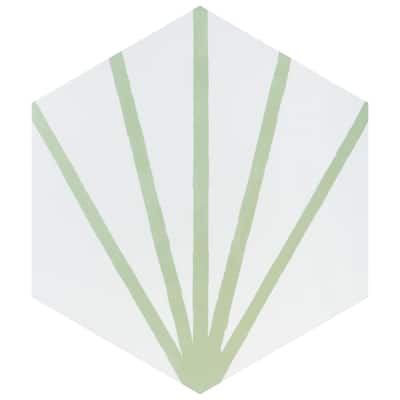 Merola Tile Horizon Dawn Hex Verde 7-3/4" x 9" Porcelain Floor and Wall Tile