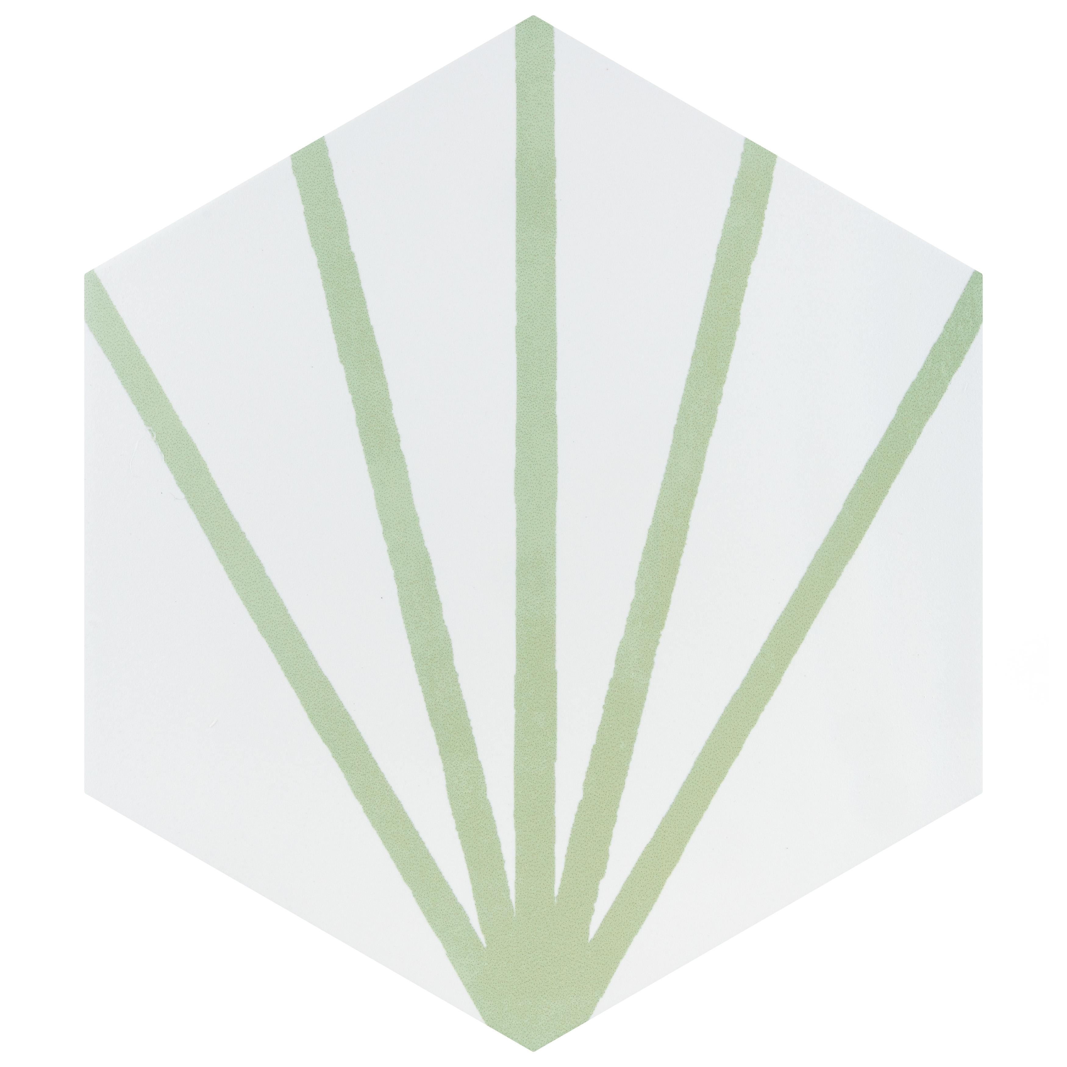 Merola Tile Horizon Dawn Hex Verde 7-3/4" x 9" Porcelain Floor and Wall Tile