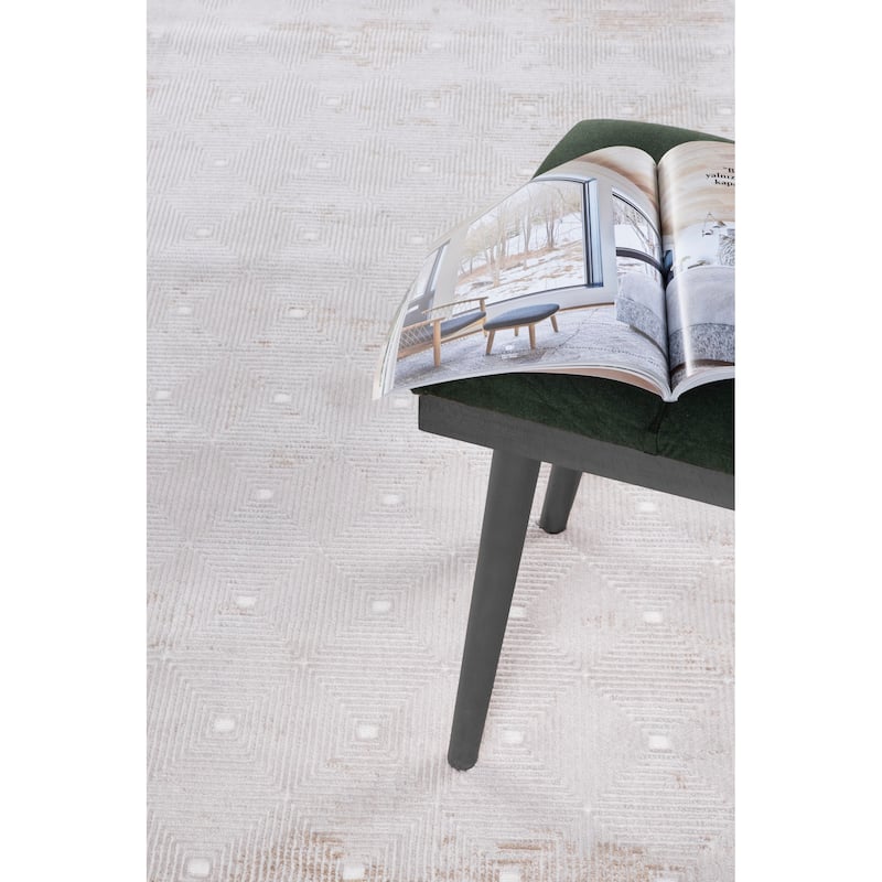 Elite Collection Cream/Beige Transitional Border Area Rug