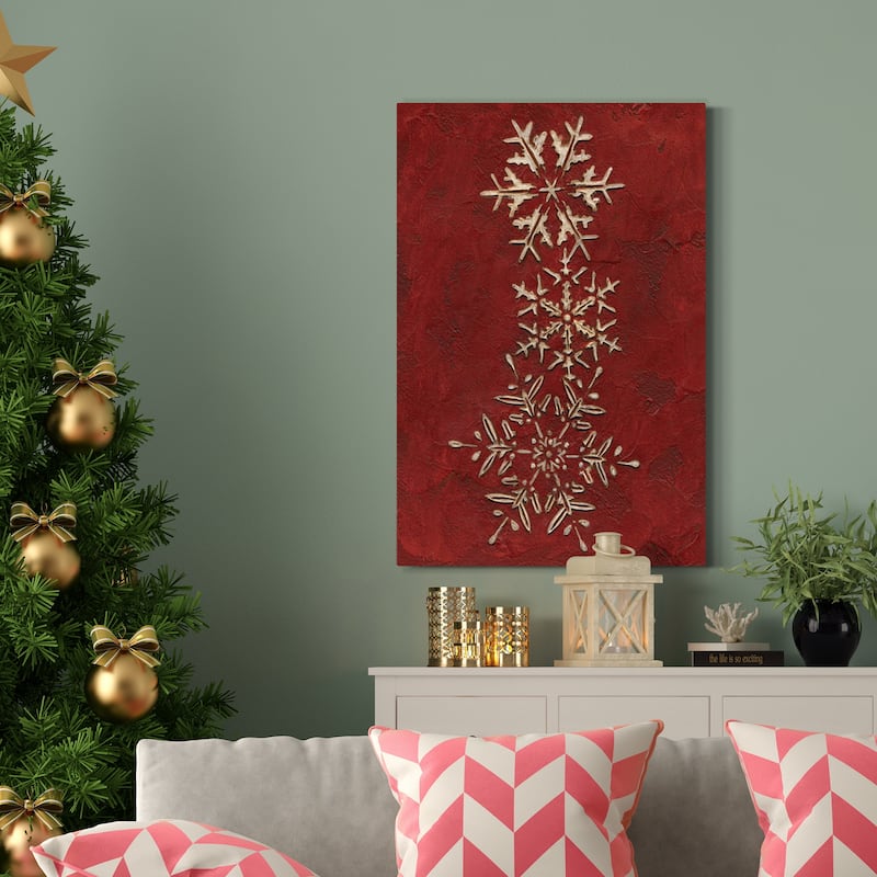 Snowflakes on Red II-Premium Gallery Wrapped Canvas - Ready to Hang