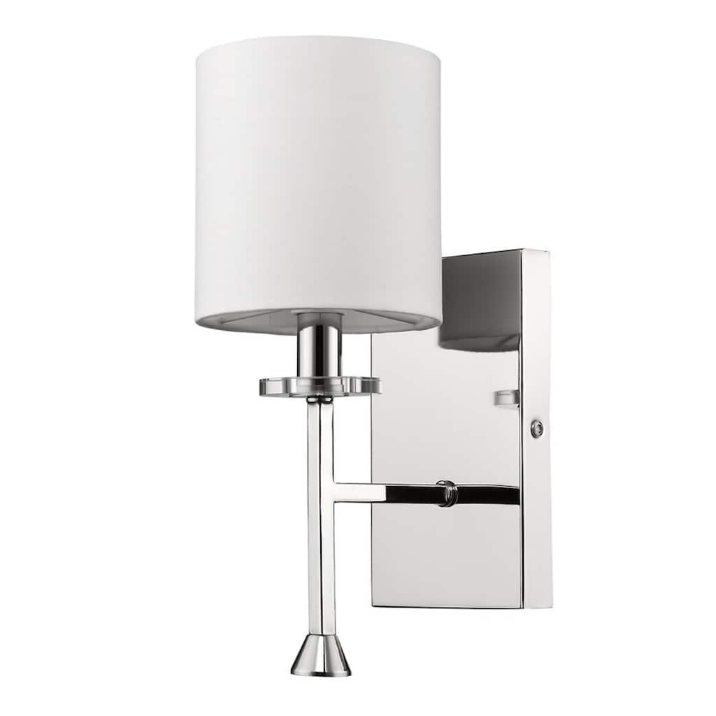 Metal Wall Sconce with White Linen Shade Dimmable LED - 6.5” x 4.75” x 11.75” (D x W x H)