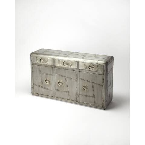 Butler Modern Rectangular Aluminum Console Cabinet in Industrial Chic Finish - Gray