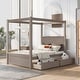 preview thumbnail 5 of 30, Full Size Wood Canopy Bed with two Drawers Light Brown