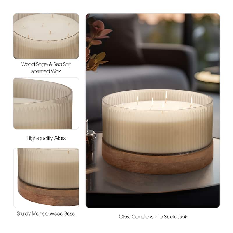 Sagebrook Home Scented Candle - Elevate Your Space with This Exquisite Home Accessory, Ivory - 12" x 12" x 7"