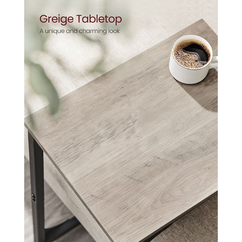 Steel Particleboard C Shaped Side Tables Set of 2 Slim Design for Small Spaces - 15.7" x 11.8" x 24.4"