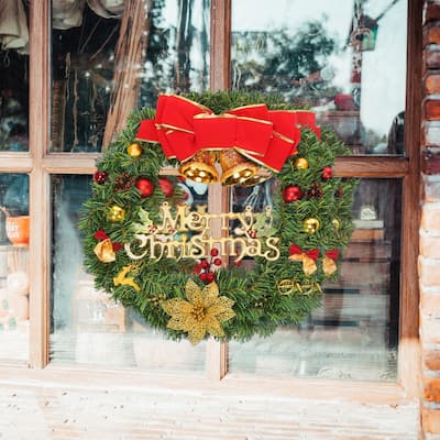 20 Inch Christmas Wreath For Front Door, Artificial Christmas Door Wreaths - Green