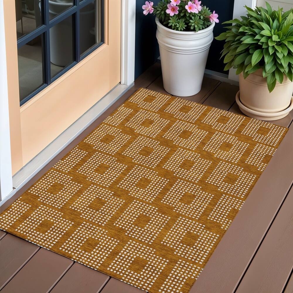 HomeRoots Geometric Transitional Rectangle Outdoor Rug