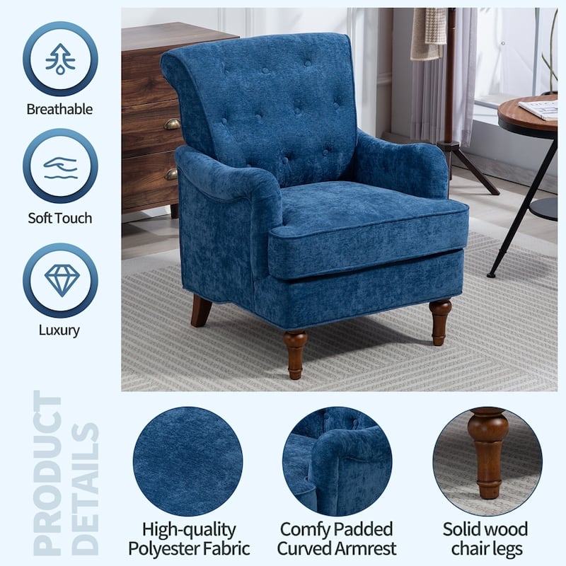 Accent Chair With Comfy Chenille Club Fabric