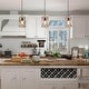 preview thumbnail 10 of 14, Clovy Farmhouse 1-Light Wood Lantern Pendant Lights for Kitchen Island - D6"x H 69"
