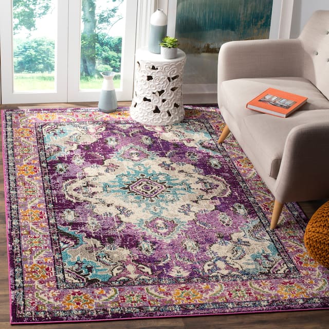 SAFAVIEH Monaco Lillie Boho Medallion Distressed Area Rug - 3' x 5' - Violet/Light Blue