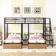 preview thumbnail 1 of 0, Black Full over Twin-Twin Triple Platform Bunk Bed W/ 2 Pull-out Drawers Under and Storage Staircase for Multi-Child Families Black - Full