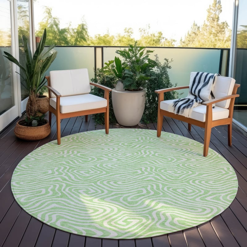 Machine Washable Indoor/ Outdoor Modern Trance Chantille Rug