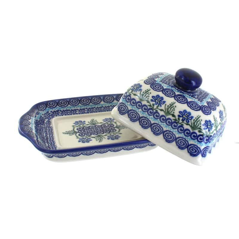 Blue Rose Polish Pottery 67 Vena Butter Dish