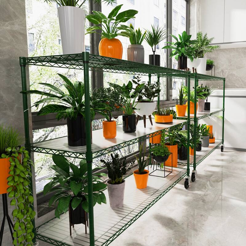 Heavy Duty 6 Tier Metal Shelves, Height Adjustable with Wheels
