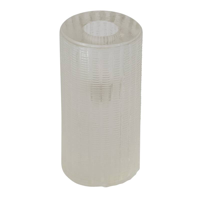 Tall Cut Glass Taper Candle Holder - 2.0"L x 2.0"W x 4.0"H - White